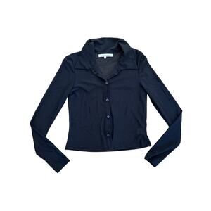 More to Come - Semi Sheer Button Front Blouse in Black